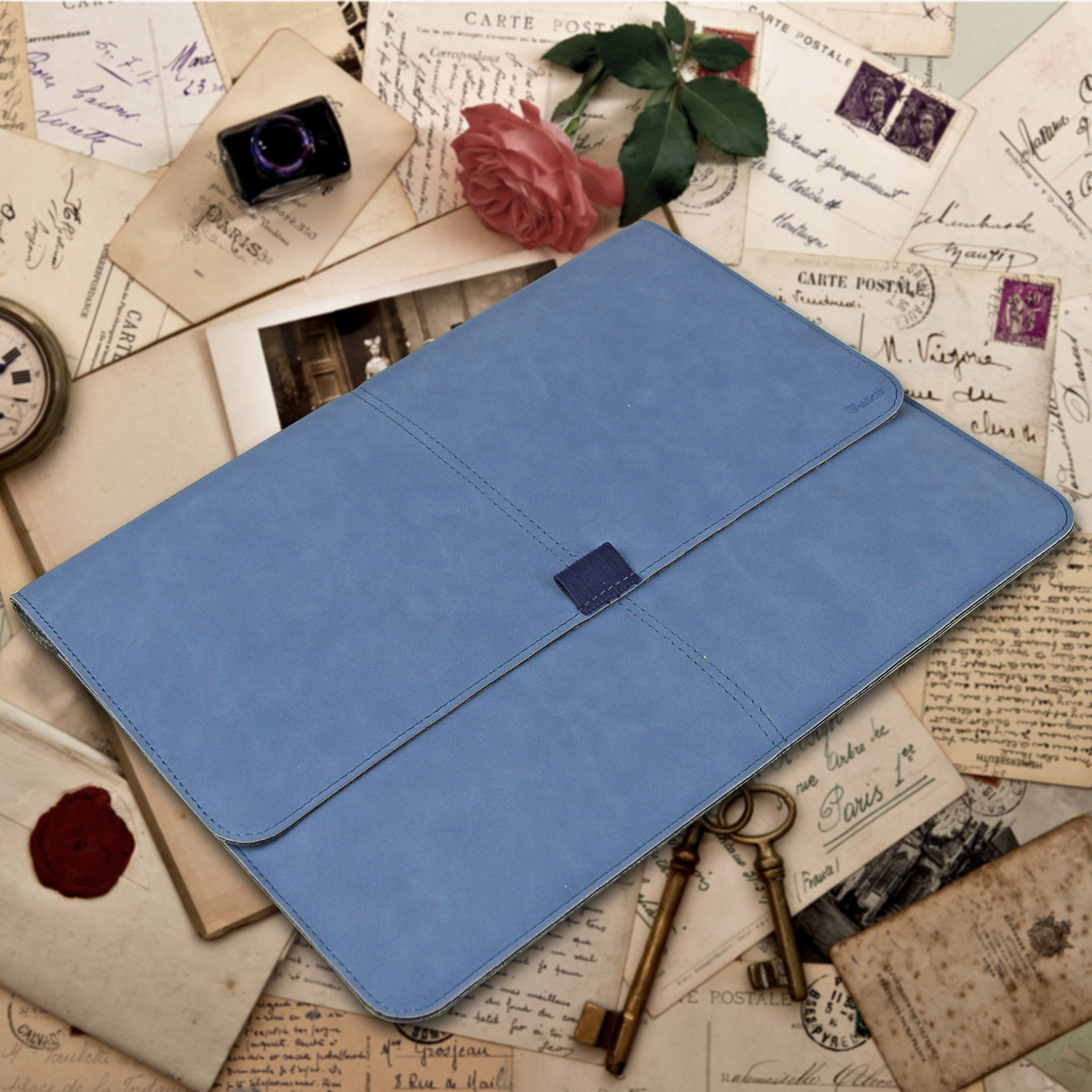Slim Apple Laptop Computer Tablet Case, PU Leather Cover Carrying Bag with Magnetic Closure and Card Holder for MacBook